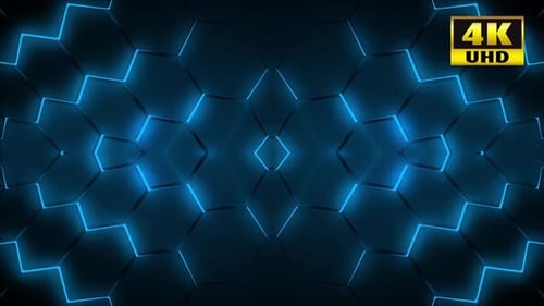 7 blaue Waben-Lichtpakete, 4K