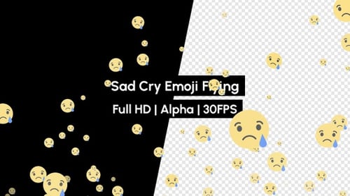 Sad Cry Emoji Flying Overlay Animation