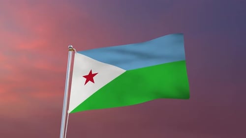 Realistic 3D Animation of Djibouti National Flag Waving
