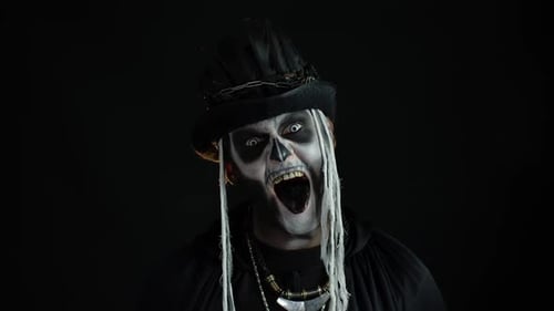 Creepy Skeleton Man Yelling in the Dark