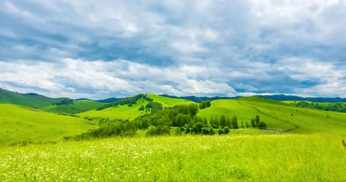 Mountain Meadow Timelapse at the Summer or Autumn Time