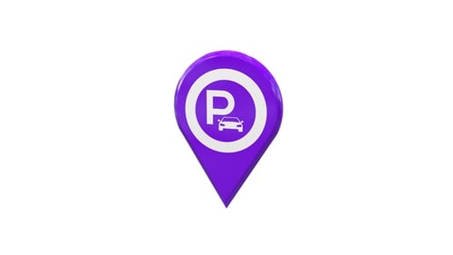 3D Rotating Parking Map Pin Icon Animation