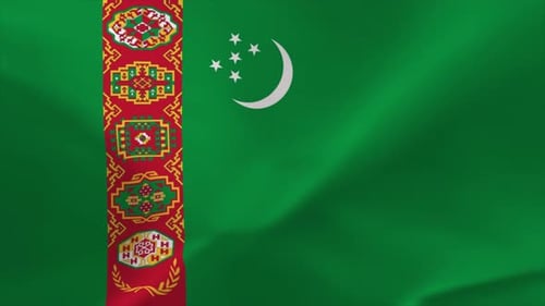 Waving Flag of Turkmenistan Realistic Animation