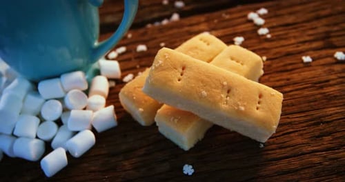 Hot Cocoa with Shortbread Cookies and Marshmallows