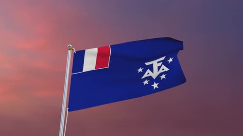 French Southern and Antarctic Lands Flag Realistic Waving Loop