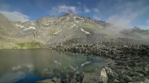 8K Snowy Mountain Lake in High Altitude Terrains