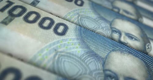 Boucle de surface du billet de banque en pesos chiliens