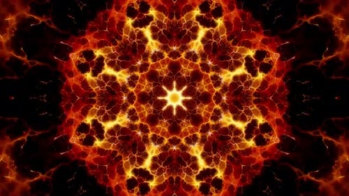 Abstract Fractal Fire Kaleidoscope Background Loop 4K 01