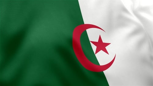 Waving Flag of Algeria with Realistic Fabric Texture and Motion