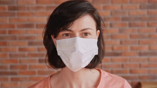 Caucasian Female in Protect Mask