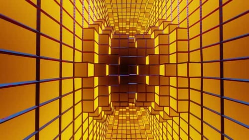 Golden Cube Tunnel Vj Loop Background HD