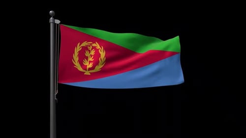 Eritrea National Flag Waving Animation on Flagpole