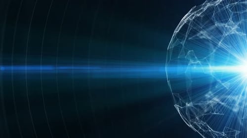 Abstrakte 3D-Technologie mit Schnittpunkten und Partikeln. 4K-Loop