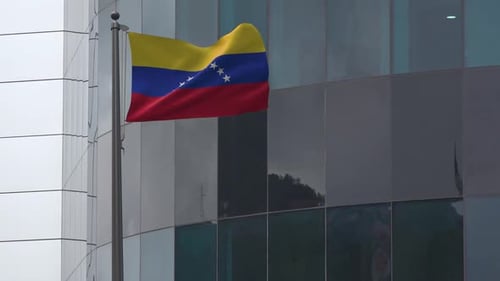 Realistic 3D Venezuela Flag Waving on Pole