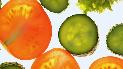 Fresh Tomato, Cucumber and Lettuce Slices