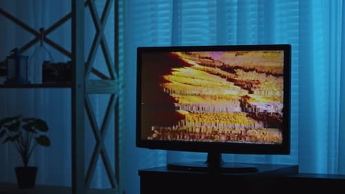 TV Set with Background Damage and Image Glitch