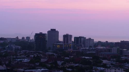 Blick von der Drohne auf die Melbourne City Bay