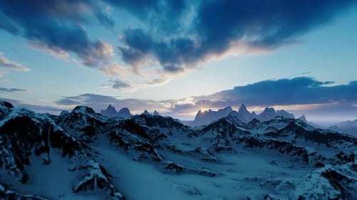 Sunrise Over Snow-Capped Mountains with Dynamic Clouds Landscape Animation