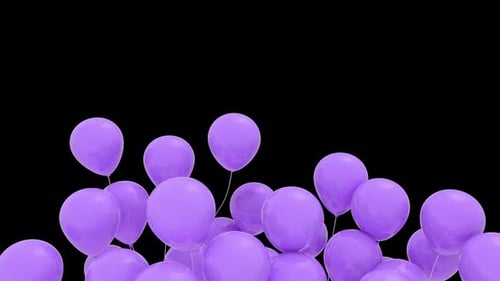 Floating Purple Balloons Celebration Element