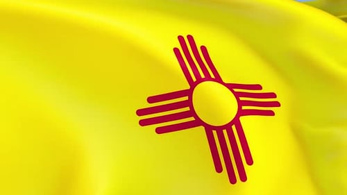 Realistic Waving New Mexico State Flag Loop