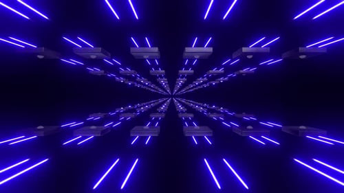 4k Blue Neon Corridor Loop