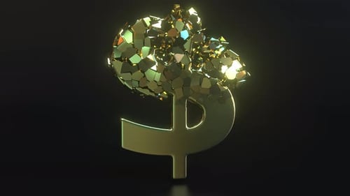 Golden Dollar Sign Shattering Animation