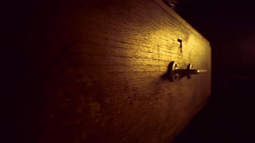 Workshop Desk with Drawers Industry in Sunset Light, Dolly Shot
