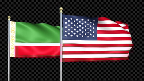 Waving Flags of Chechnya and the United States