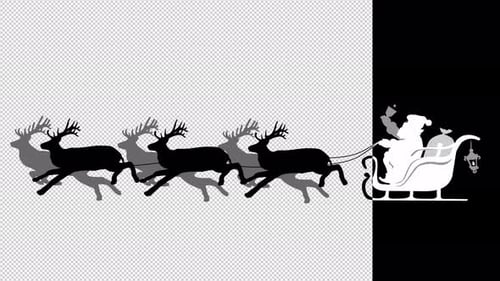 Animated Santa Sleigh Reindeer Christmas Silhouette