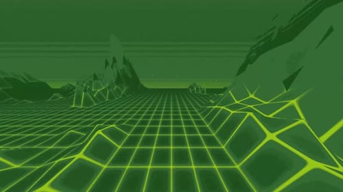 Retro Neon Grid Cyberspace Landscape Animation Background