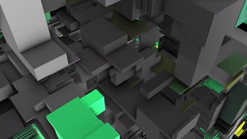 Abstract Animated Green 3D Blocks Background for Technology
