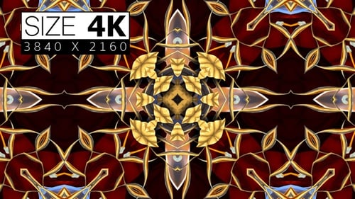 Abstract Ornate Golden Kaleidoscope Pattern Loop Background