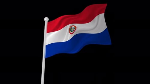Paraguay National Flag Waving Animation Loop