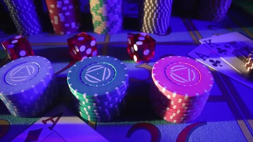 Close Up of Casino Chips and Dice