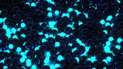 3D Render Animation with Neon Bubbles Moving
