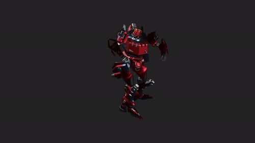 Futuristic Red Robot Mech 3D Posing Animation