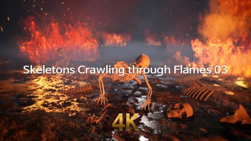 Skeletons Crawling from Fiery Molten Hell Ground