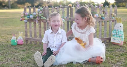 Brother and Sister Easter Hug