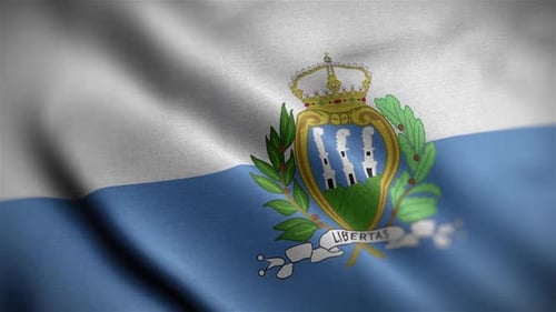 San Marino Flag Waving with Coat of Arms