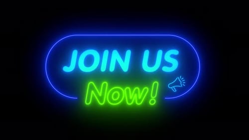 Join Us Now Neon Sign Alpha Channel