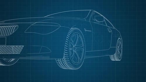 Digital Blueprint Car Wireframe Animation
