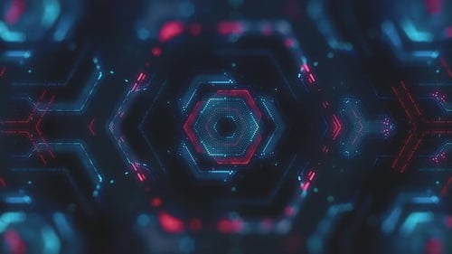 Futuristic Digital Tunnel Hexagon Circuit Background Animation