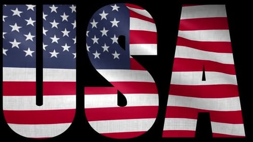 Animated Waving American Flag USA Text Title