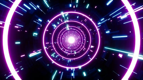 Futuristic Neon Light Tunnel Loop Background