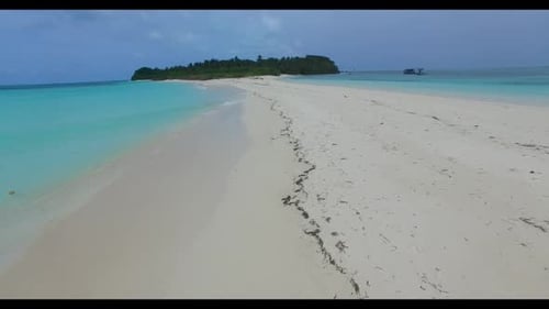 Aerial top view sky of tropical sea view beach wildlife by aqua blue lagoon with white sand backgrou