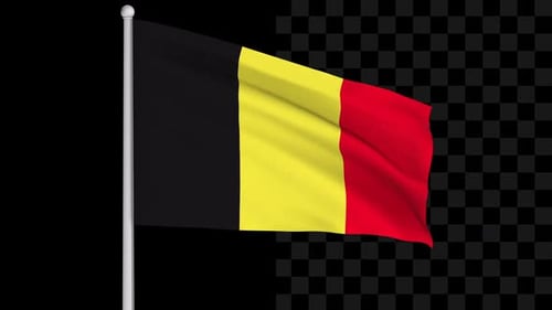 Realistic Waving Belgium Flag Animation with Alpha Channel