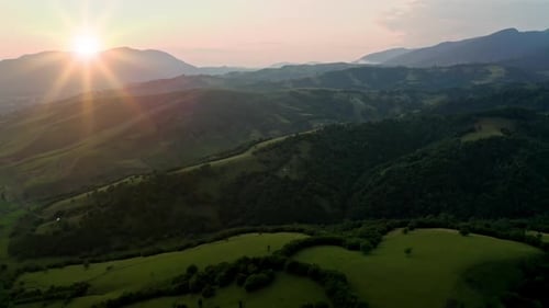 Sunrise Village Mountain Valley Fog Summer Country