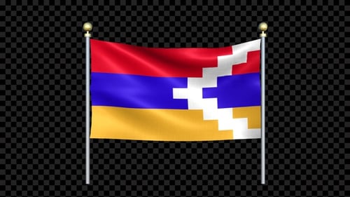 Waving Artsakh Flag Animation with Alpha Channel