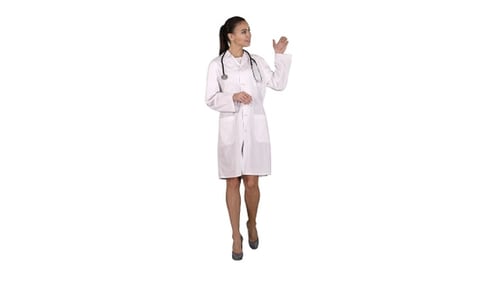 Médica mostrando algo com as mãos estendidas Apresentação