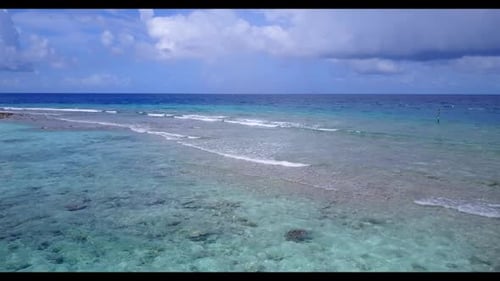Aerial top view landscape of idyllic bay beach vacation by blue sea with bright sand background of a